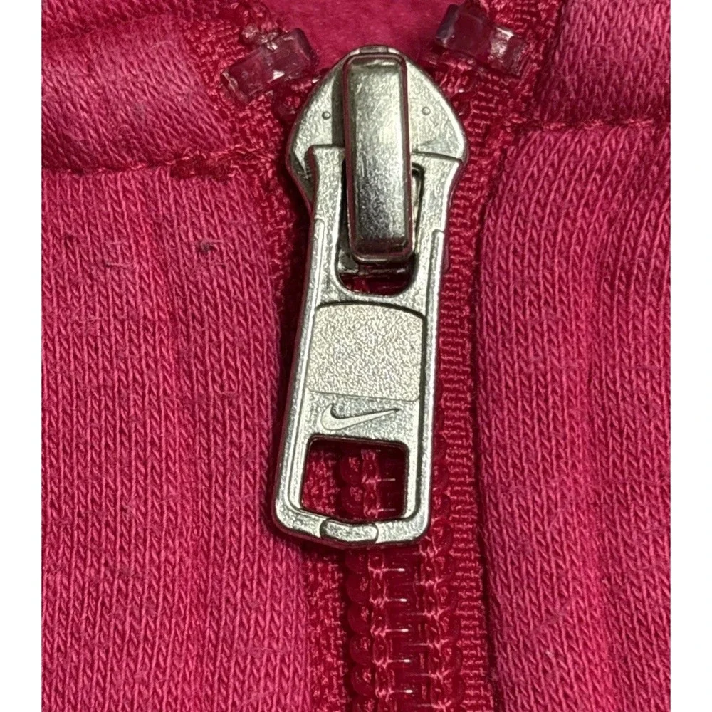Nike Hoodie Women's Large Pink Full Zip Sweatshirt White Embroidered Logo